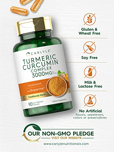 Foto 4 | Suplemento De Cúrcuma Carlyle, Curcumina, 3000 Mg, 90 Cápsulas - Venta Internacional.