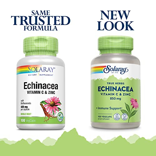 Foto 4 pulgar | Suplemento Solaray, Equinácea, Vitamina C Y Zinc, 850 Mg, 100 Vegc - Venta Internacional.