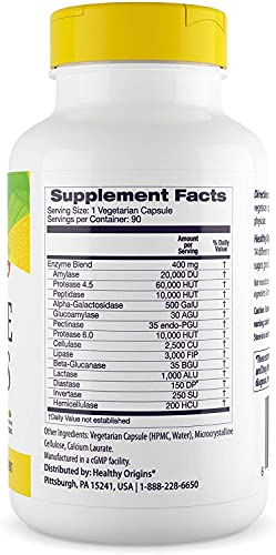 Foto 3 pulgar | Enzimas Digestivas Healthy Origins De Amplio Espectro, 90 Cápsulas - Venta Internacional.