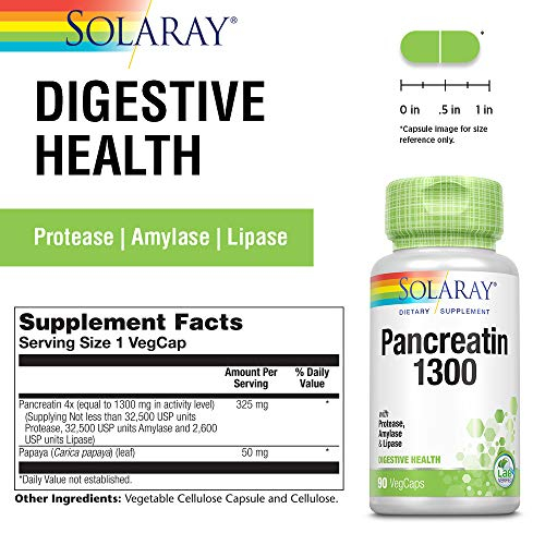 Foto 2 | Suplemento Solaray Pancreatin 1300 Con 90 Cápsulas Vegetales De Papaya - Venta Internacional.