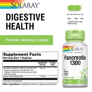 Foto 2 | Suplemento Solaray Pancreatin 1300 Con 90 Cápsulas Vegetales De Papaya - Venta Internacional.