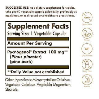 Foto 2 | Suplemento Solgar Pycnogenol 100 Mg 30 Cápsulas Vegetales - Venta Internacional.