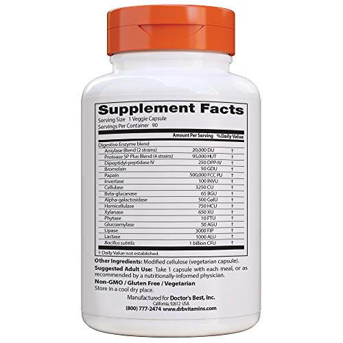 Foto 3 pulgar | Supplement Doctor's Best Digestive Enzymes 90 Cápsulas Vegetarianas - Venta Internacional.