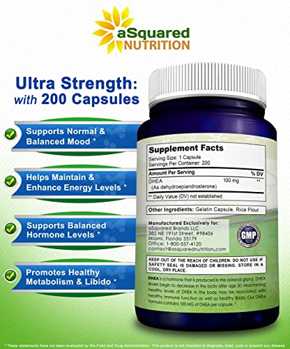 Foto 5 pulgar | Suplemento De Dhea Asquared Nutrition 100 Mg Max Strength 200 Ca - Venta Internacional.