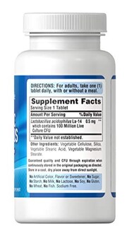 Foto 2 | Suplemento Acidophilus Probiótico Puritan's Pride 100 Comprimidos - Venta Internacional.