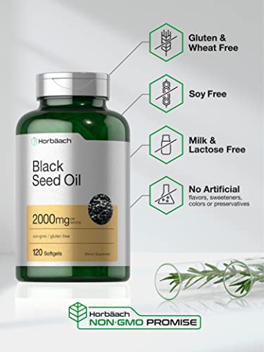 Foto 4 | Suplemento De Aceite De Semilla Negra Horbäach 2000 Mg 120 Cápsulas De Gelatina Blanda - Venta Internacional.