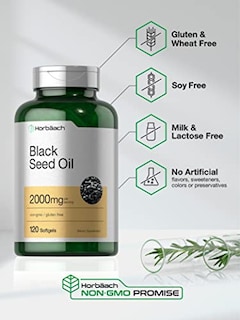 Foto 4 | Suplemento De Aceite De Semilla Negra Horbäach 2000 Mg 120 Cápsulas De Gelatina Blanda - Venta Internacional.