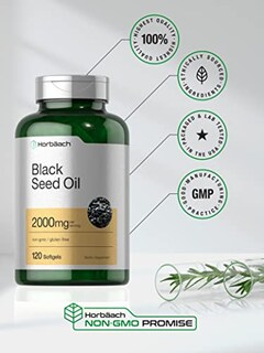 Foto 5 | Suplemento De Aceite De Semilla Negra Horbäach 2000 Mg 120 Cápsulas De Gelatina Blanda - Venta Internacional.