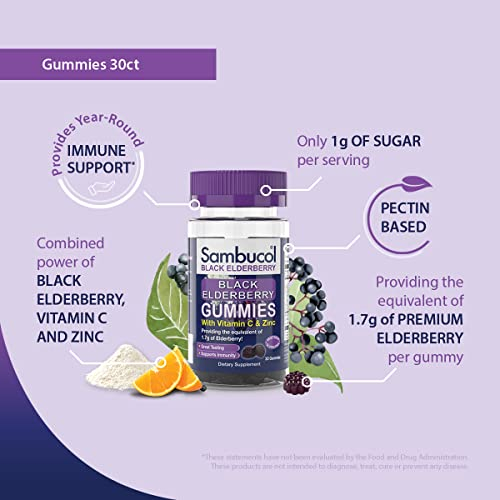 Foto 4 pulgar | Complemente Las Gomitas De Saúco Sambucol Con Vitamina C Y Zinc 30 - Venta Internacional.