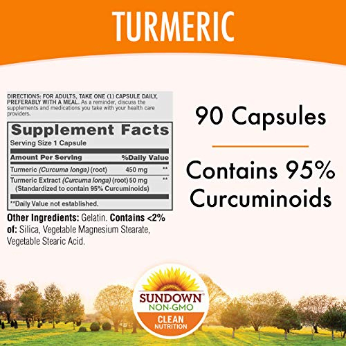 Foto 3 pulgar | Suplementos De Extracto De Cúrcuma Sundown 500 Mg 90 Cápsulas - Venta Internacional.