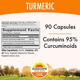 Foto 2 | Suplementos De Extracto De Cúrcuma Sundown 500 Mg 90 Cápsulas - Venta Internacional.