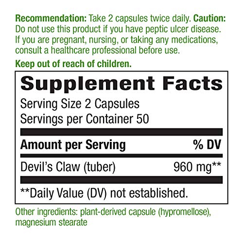 Foto 2 | Suplemento Nature's Way Devil's Claw Root 100 Cápsulas - Venta Internacional.