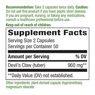 Foto 2 | Suplemento Nature's Way Devil's Claw Root 100 Cápsulas - Venta Internacional.