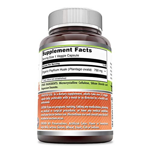 Foto 4 pulgar | Psyllium Husk Amazing Formulas 750 Mg 120 Cápsulas Vegetarianas - Venta Internacional.