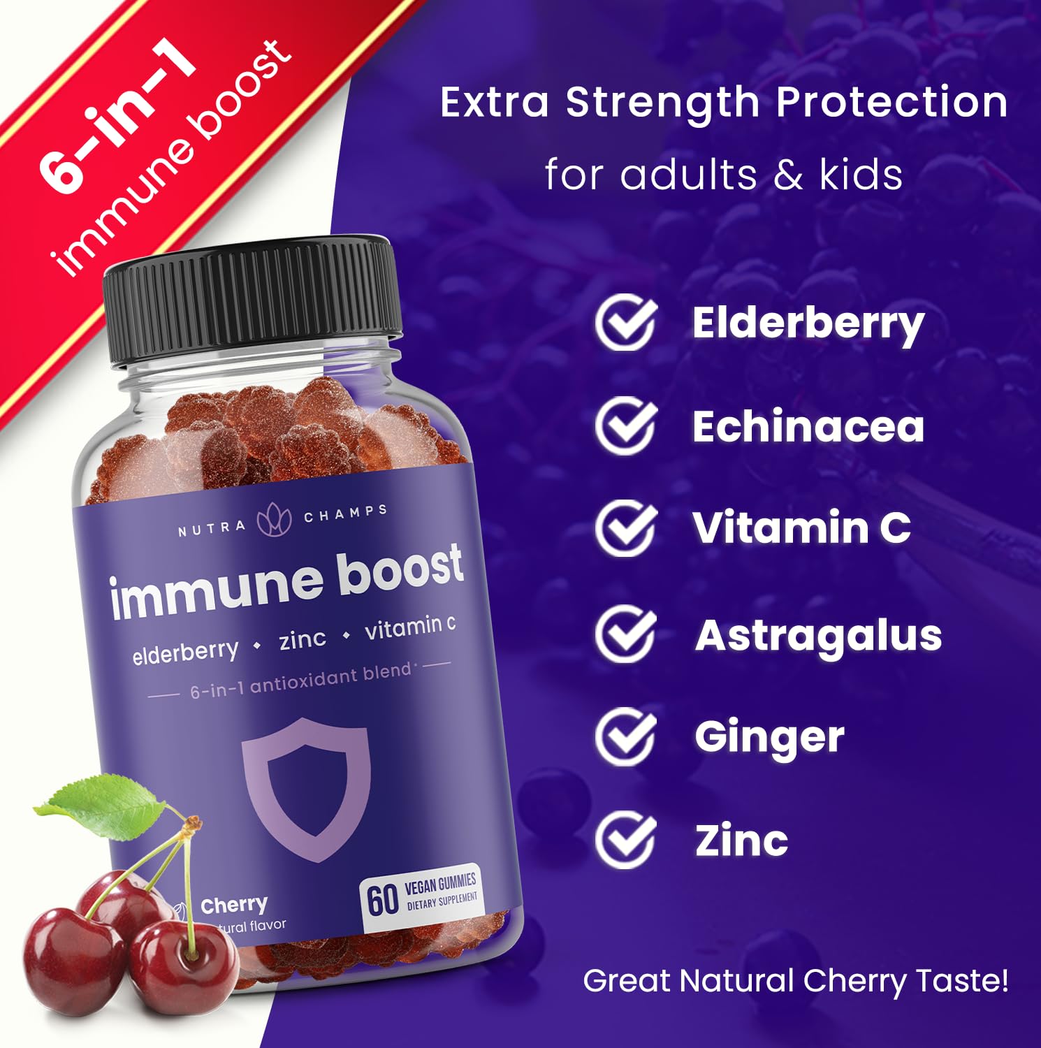 Foto 3 | Gomitas Nutrachamps 6 En 1 Para Apoyar El Sistema Inmunitario Con Saúco Y Zinc - Venta Internacional.