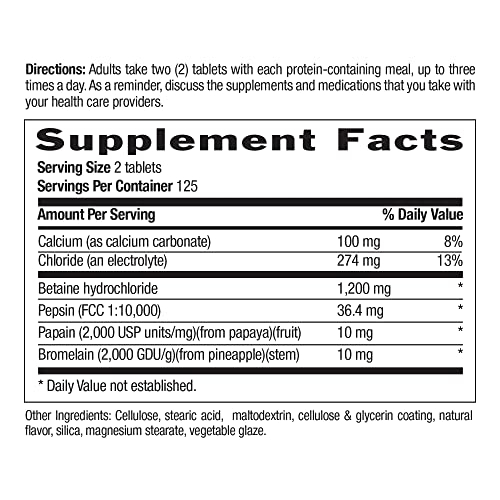 Foto 3 pulgar | Suplemento De Clorhidrato De Betaína Country Life Con Pepsina 600 Mg - Venta Internacional.