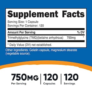 Foto 2 | Suplemento Nutricost Tmg 750 Mg 120 Cápsulas - Venta Internacional.
