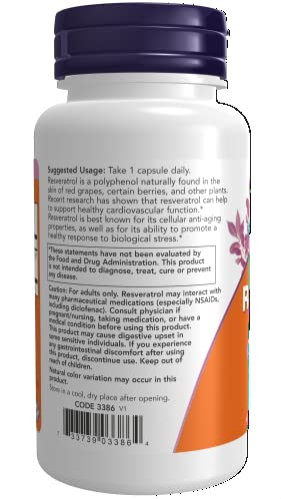 Foto 3 | Supplement Now Resveratrol 350 Mg Extra Strength 60 Cápsulas - Venta Internacional.