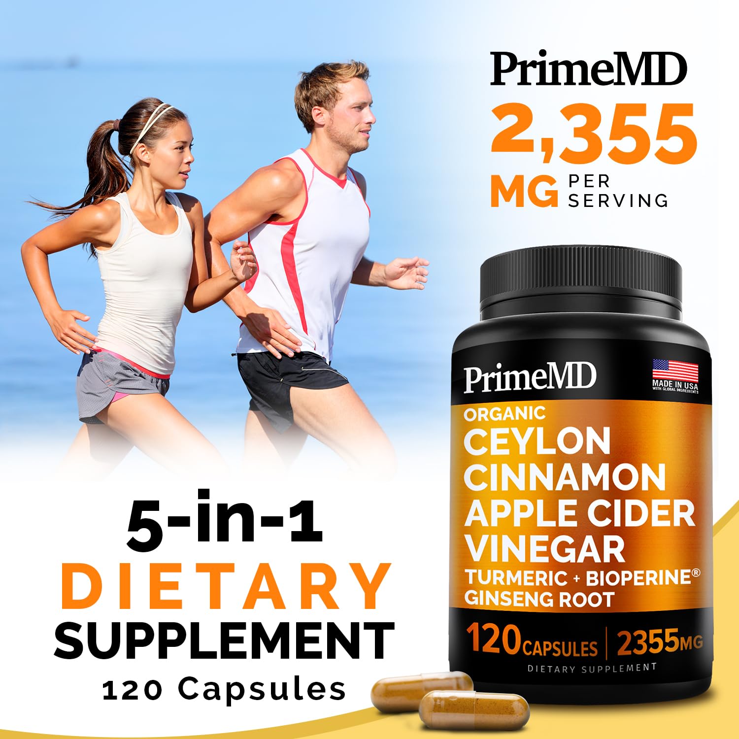 Foto 7 | Suplemento Primemd, Cápsulas De Canela De Ceilán, 2355 Mg Con Vinagre - Venta Internacional.