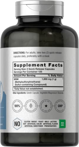 Foto 3 pulgar | Cápsulas De Suplemento Horbaach Msm 1000 Mg 250 Unidades - Venta Internacional.