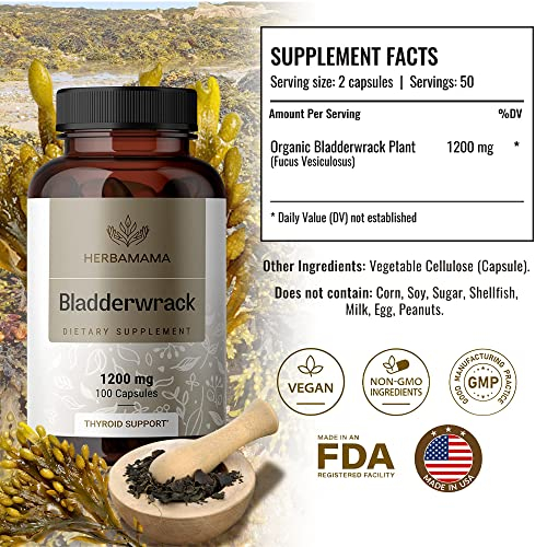 Foto 3 pulgar | Suplemento Herbamama Bladderwrack En Cápsulas 1200 Mg 100 Cápsulas - Venta Internacional.