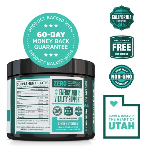 Foto 3 pulgar | Suplemento Zhou De Espirulina En Polvo, 177 Ml, 48 Porciones, Vegano - Venta Internacional.