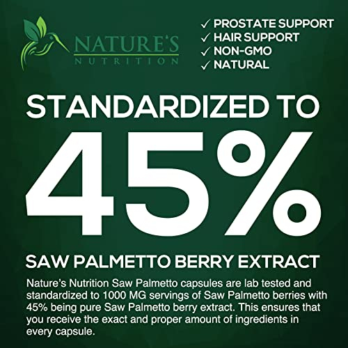 Foto 4 pulgar | Suplemento Nature's Nutrition Saw Palmetto 1000 Mg 120 Cápsulas - Venta Internacional.