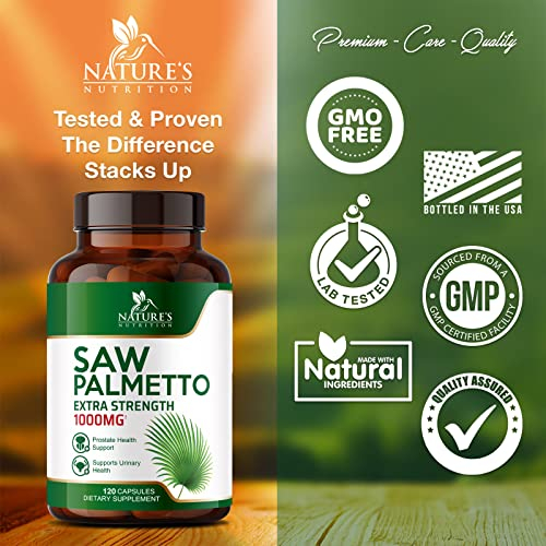 Foto 5 pulgar | Suplemento Nature's Nutrition Saw Palmetto 1000 Mg 120 Cápsulas - Venta Internacional.