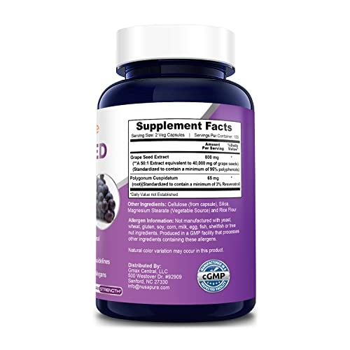Foto 3 pulgar | Suplemento De Extracto De Semilla De Uva Nusapure De 40.000 Mg Con Resveratr - Venta Internacional.