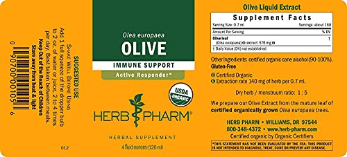 Foto 3 pulgar | Extracto Líquido De Hoja De Olivo De Herb Pharm, 120 Ml, Para Apoyar El Sistema Inmunitario - Venta Internacional.