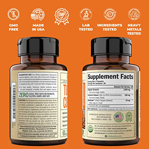 Foto 8 pulgar | Suplemento De Cúrcuma Y Curcumina De Vimerson Health 1200 Mg Con Biope - Venta Internacional.