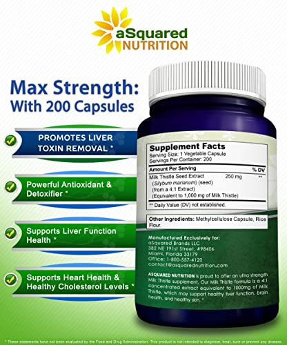 Foto 8 pulgar | Suplemento Squared Nutrition Milk Thistle 1000 Mg - 200 Cápsulas - Venta Internacional.