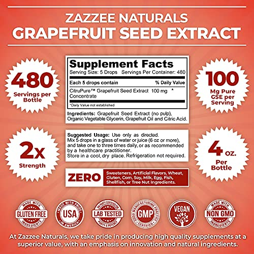 Foto 3 pulgar | Suplemento De Extracto De Semilla De Pomelo De Zazzee, 120 Ml, 2 Veces Más Potente - Venta Internacional.