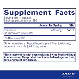 Foto 2 | Suplemento De Picolinato De Cromo Pure Encapsulations 200 Mcg 18 - Venta Internacional.