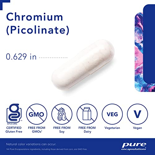 Foto 4 pulgar | Suplemento De Picolinato De Cromo Pure Encapsulations 200 Mcg 18 - Venta Internacional.