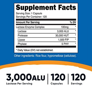 Foto 2 | Suplemento Nutricost Complejo Enzimático De Lactasa 3,000 Fcc Alu 12 - Venta Internacional.