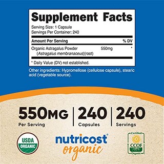 Foto 2 | Suplemento Nutricost, Cápsulas De Astrágalo, 550 Mg, 240 Cápsulas - Venta Internacional.