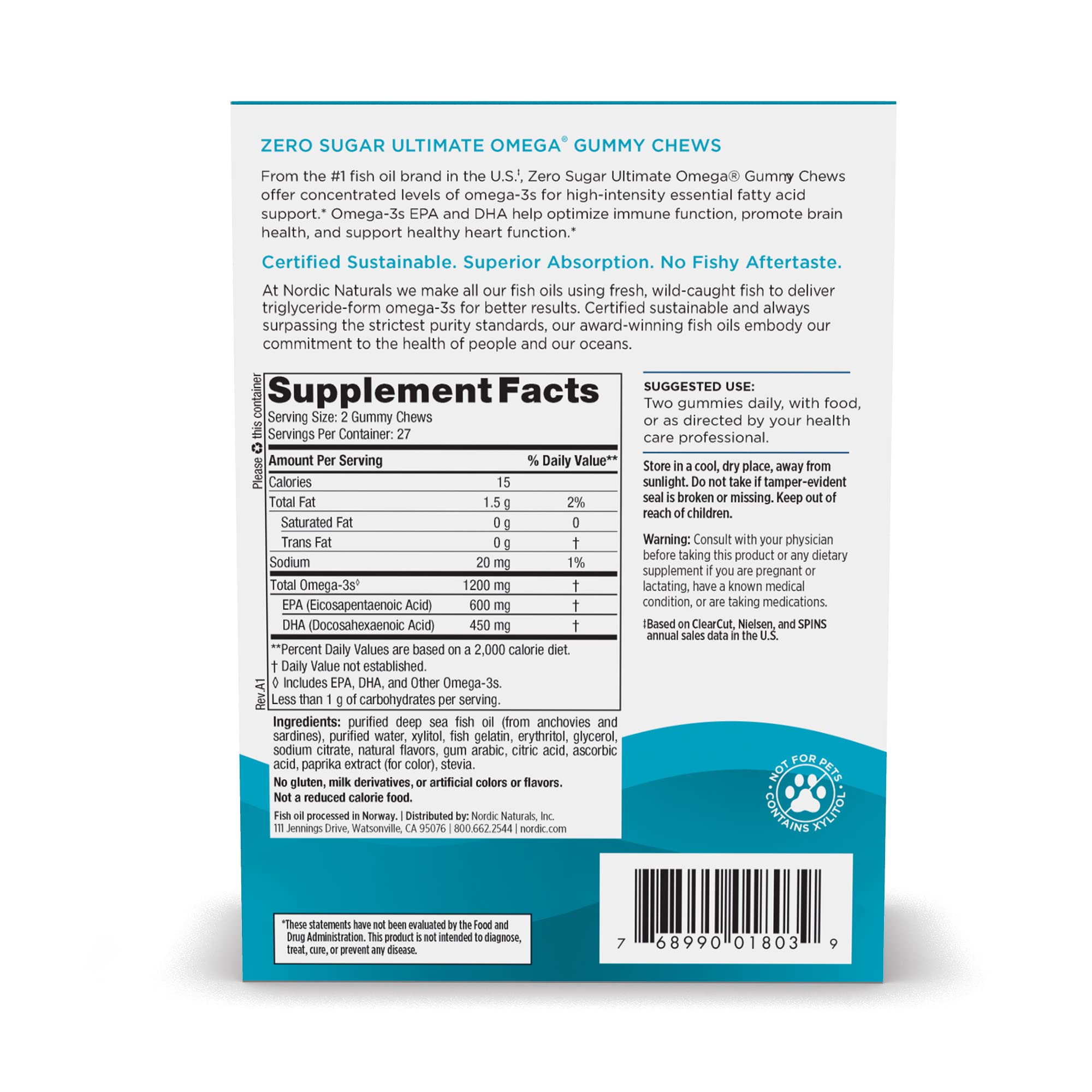 Foto 4 pulgar | Suplemento Nordic Naturals Zero Sugar Ultimate Omega Gommy - Venta Internacional.