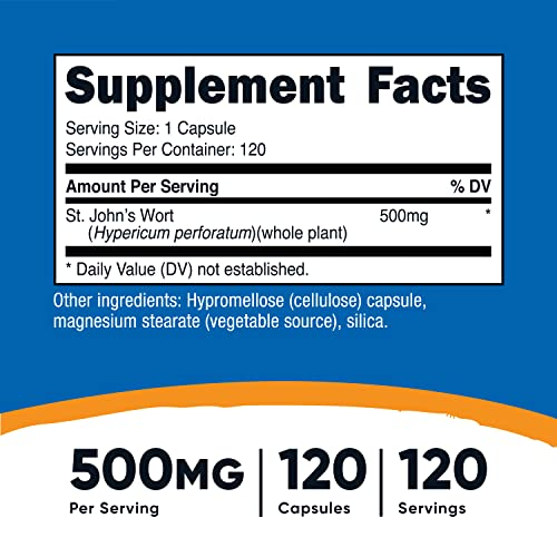 Foto 3 pulgar | Suplemento Nutricost: Cápsulas De Hierba De San Juan, 500 Mg, 120 Unidades - Venta Internacional.