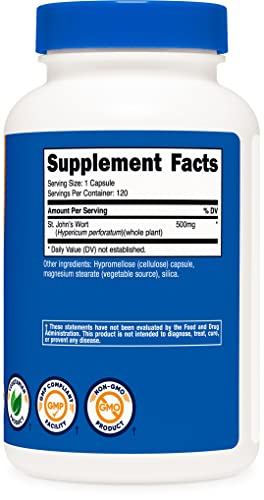 Foto 5 pulgar | Suplemento Nutricost: Cápsulas De Hierba De San Juan, 500 Mg, 120 Unidades - Venta Internacional.