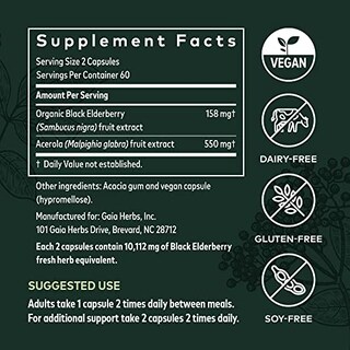Foto 7 | Suplemento Gaia Herbs Black Elderberry 120 Cápsulas Veganas - Venta Internacional.