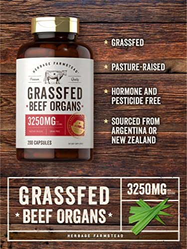 Foto 4 pulgar | Suplemento Grassfed Beef Organs, Cápsulas De 3250 Mg, 200 Unidades - Venta Internacional.