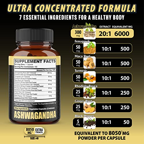 Foto 3 pulgar | Cápsulas De Suplemento De Extracto De Ashwagandha Agobi, 8050 Mg, 5 Meses - Venta Internacional.