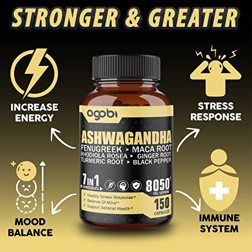 Foto 4 pulgar | Cápsulas De Suplemento De Extracto De Ashwagandha Agobi, 8050 Mg, 5 Meses - Venta Internacional.