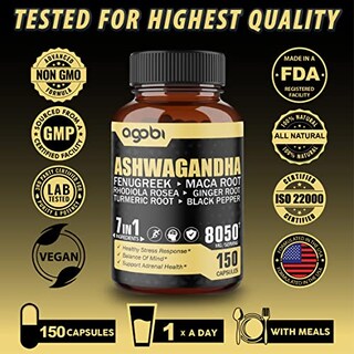 Foto 7 | Cápsulas De Suplemento De Extracto De Ashwagandha Agobi, 8050 Mg, 5 Meses - Venta Internacional.