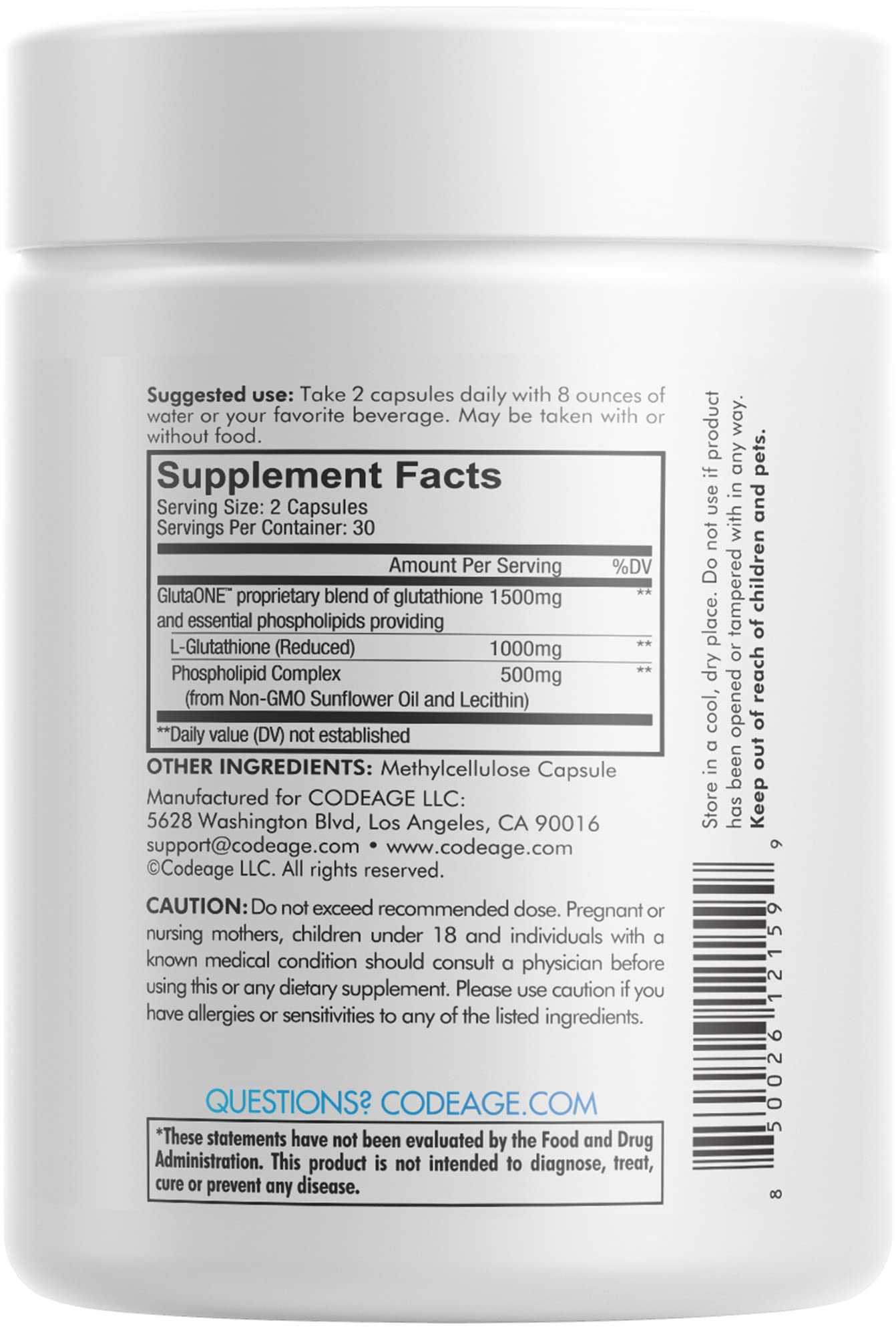 Foto 5 pulgar | Suplemento Glutatión Liposomal Codeage 1000 Mg Glutaone - Venta Internacional.