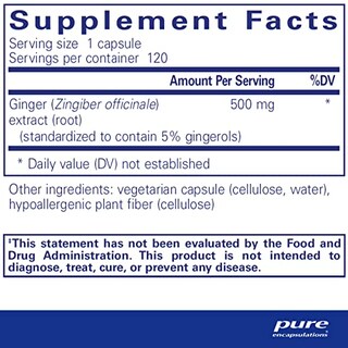 Foto 2 | Suplemento De Extracto De Jengibre Pure Encapsulations 120 Cápsulas - Venta Internacional.