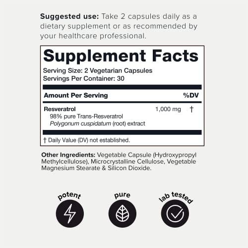 Foto 3 pulgar | Suplemento Toniiq De Resveratrol De Ultra Alta Potencia 1000 Mg 60 C - Venta Internacional.