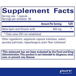 Foto 2 | Suplemento De Ácido Alfa Lipoico De Pure Encapsulations, 400 Mg, 60 Ca - Venta Internacional.
