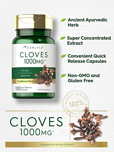Foto 4 pulgar | Suplemento Carlyle Cloves 1000 Mg 100 Cápsulas De Gluten Sin Ogm - Venta Internacional.